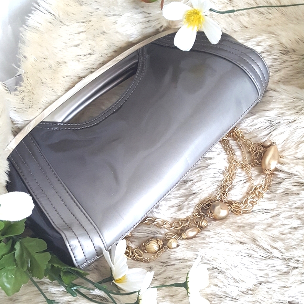 90's-Y2K Spring💋 Patent Oversized Evening Clutch Handbag| Metal Handles